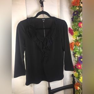 Rafaella Petite | Women’s Black Long Sleeve Blouse Top